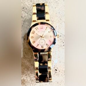 Silpada "Timeless Tortoise” Resin Stainless Steel Gold Watch KRT0061 NWT